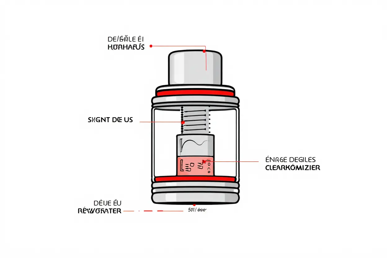 Composants du clearomiseur et zones d'accumulation