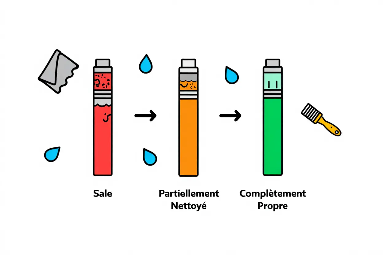 États de propreté d'une cigarette électronique