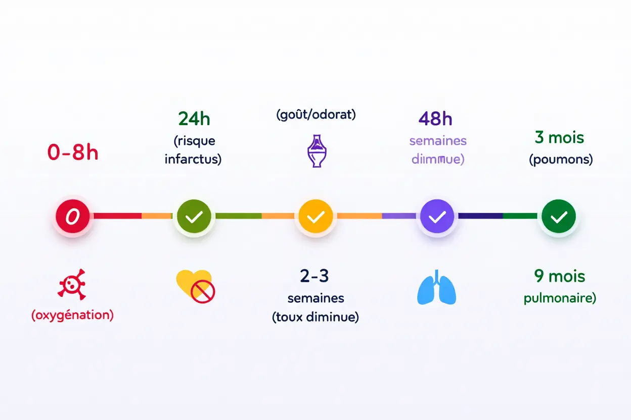 Timeline bénéfices santé passage vape