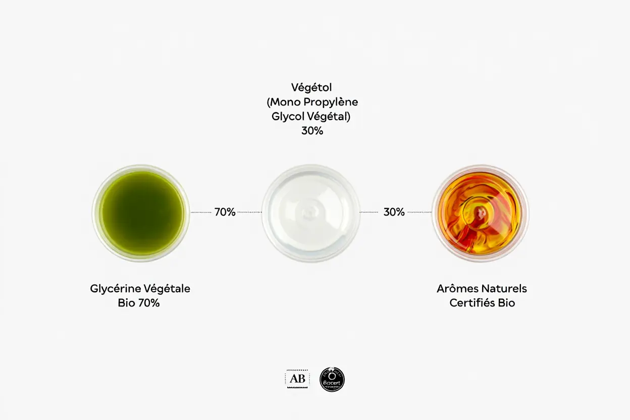 Composition détaillée e-liquide bio