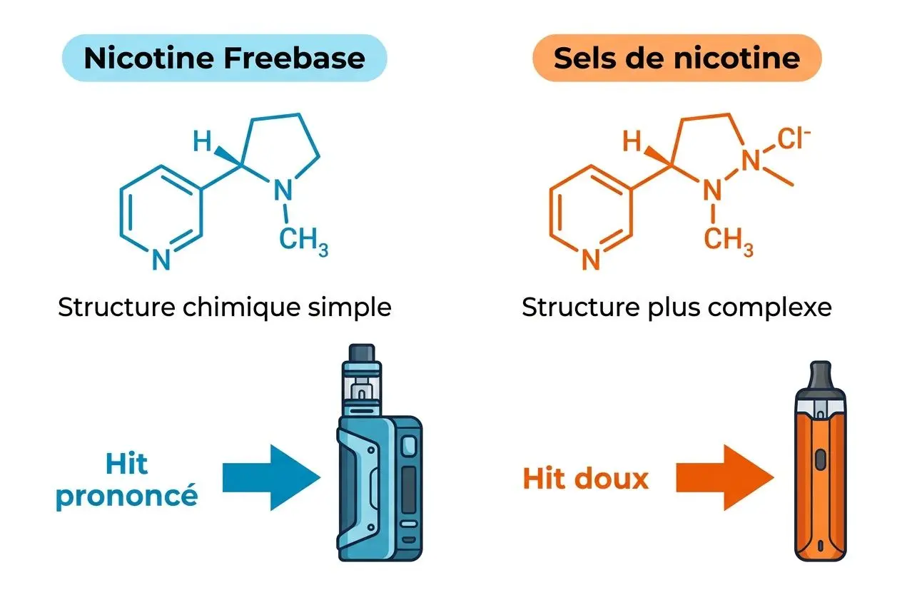 Comparaison nicotine freebase vs sels de nicotine