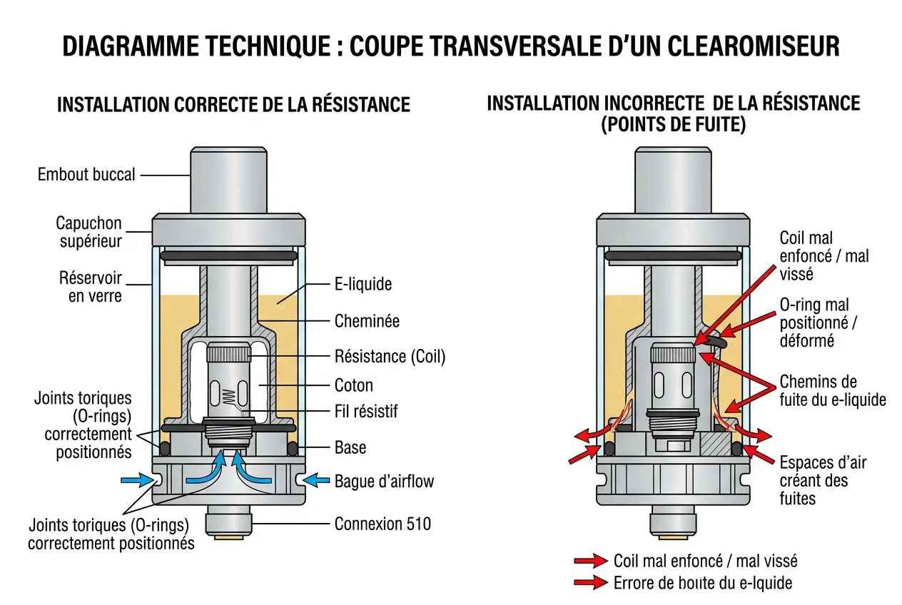 Comparaison résistance bien et mal installée