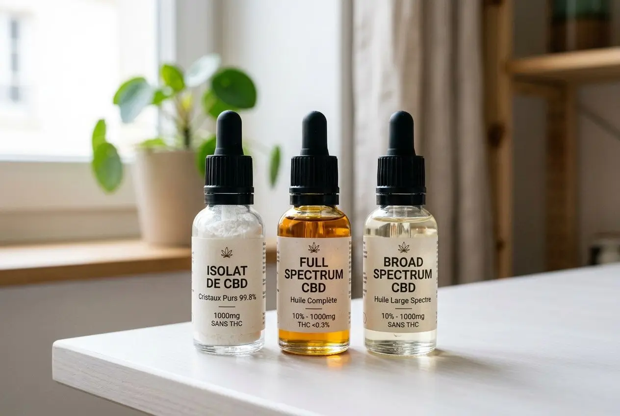 Comparaison visuelle des trois formes de CBD