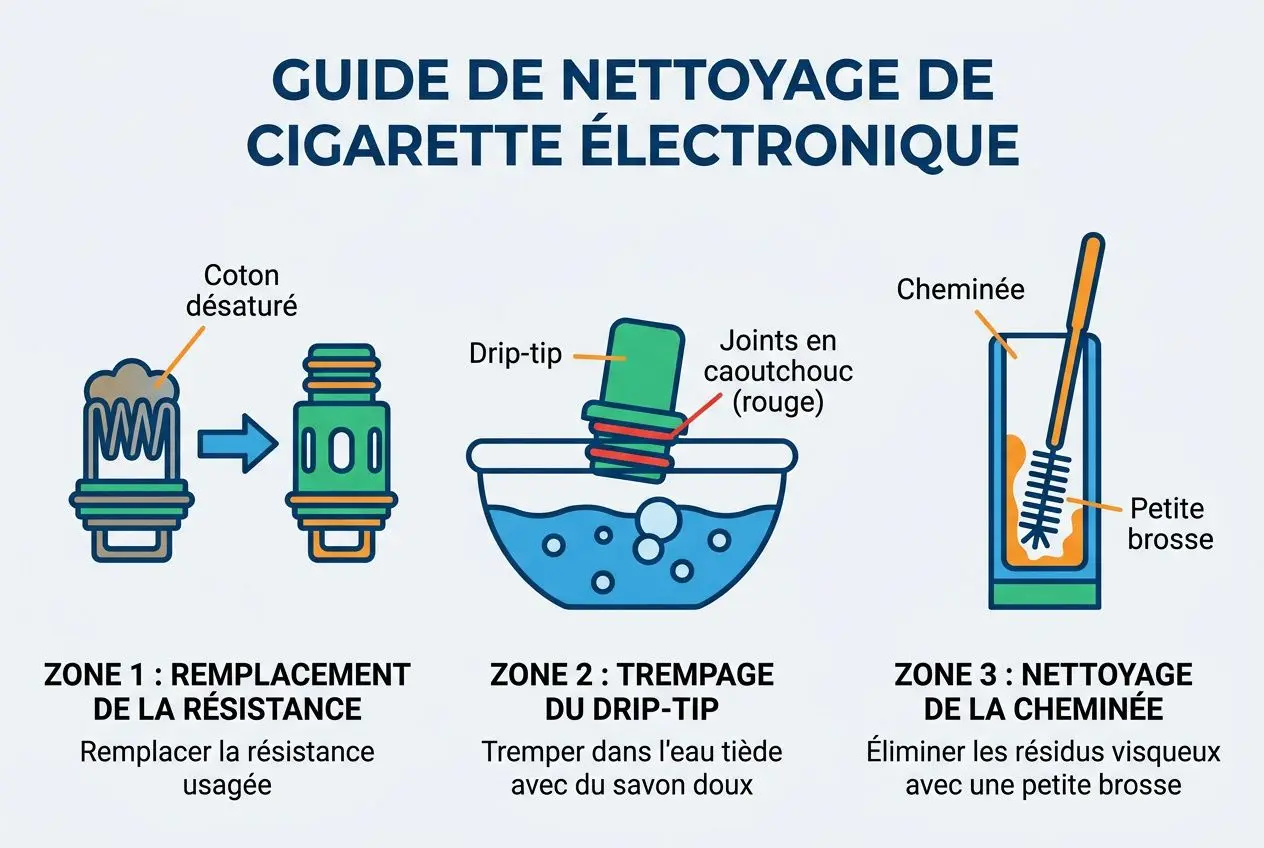Entretien résistance drip tip cheminée