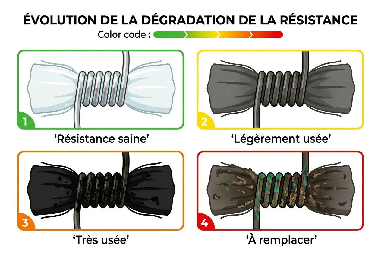 États de détérioration d'une résistance