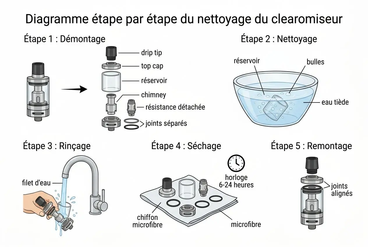 Processus de nettoyage du clearomiseur