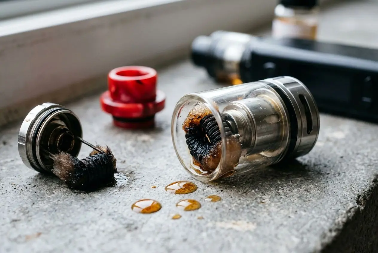 Résistance avec coton brûlé visible